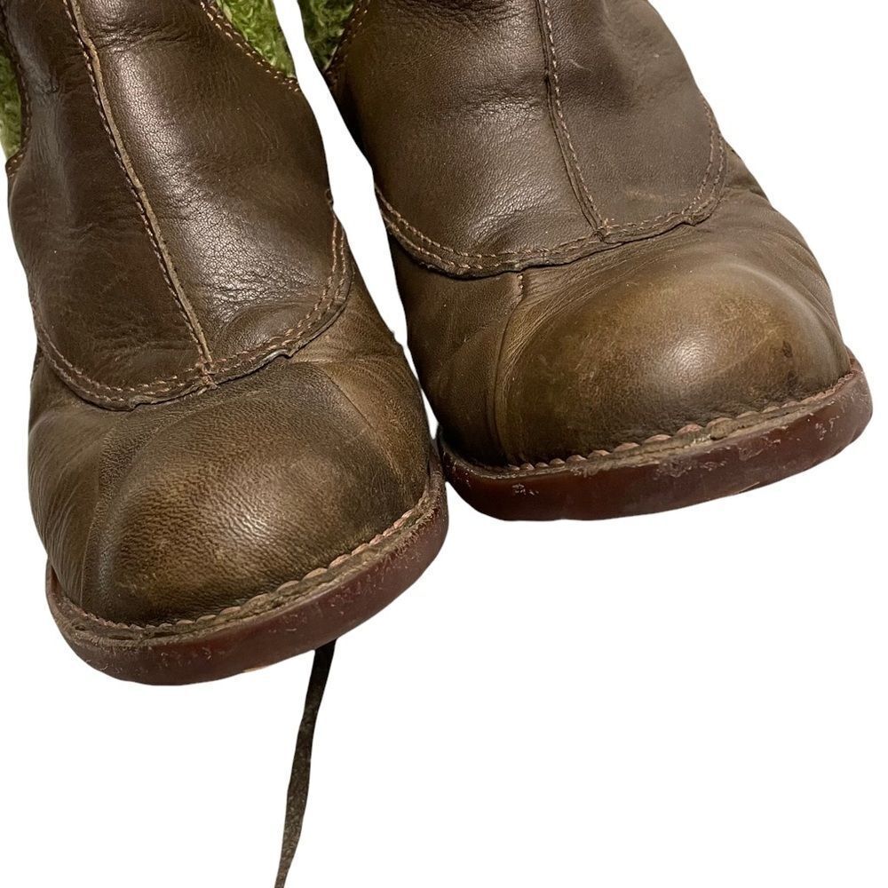 EL NATURALISTA Wool Slouchy Sock Winter Leather Boots Heel Brown Green 40 - Picture 9 of 14